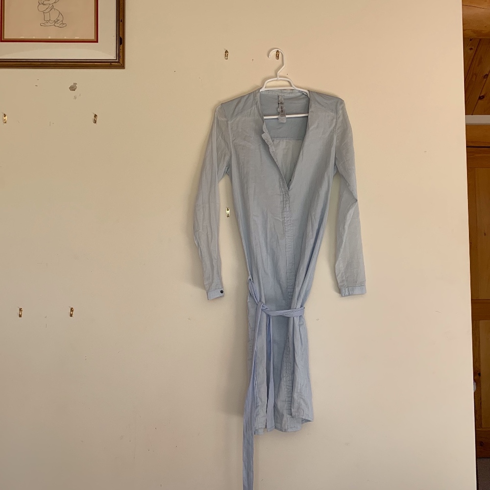 Blue Long Sleeve Midi Dress